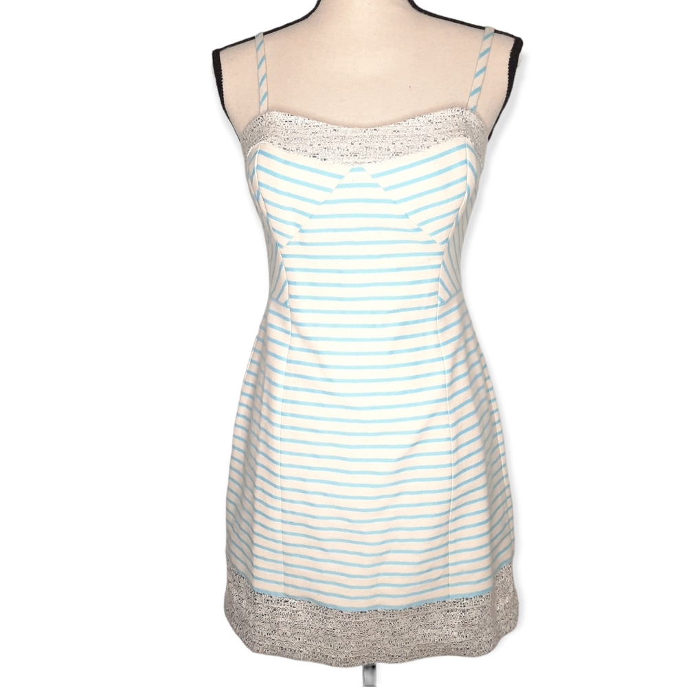 NWT Lilly Pulitzer Women's Cream and Blue Striped Dress Size 4